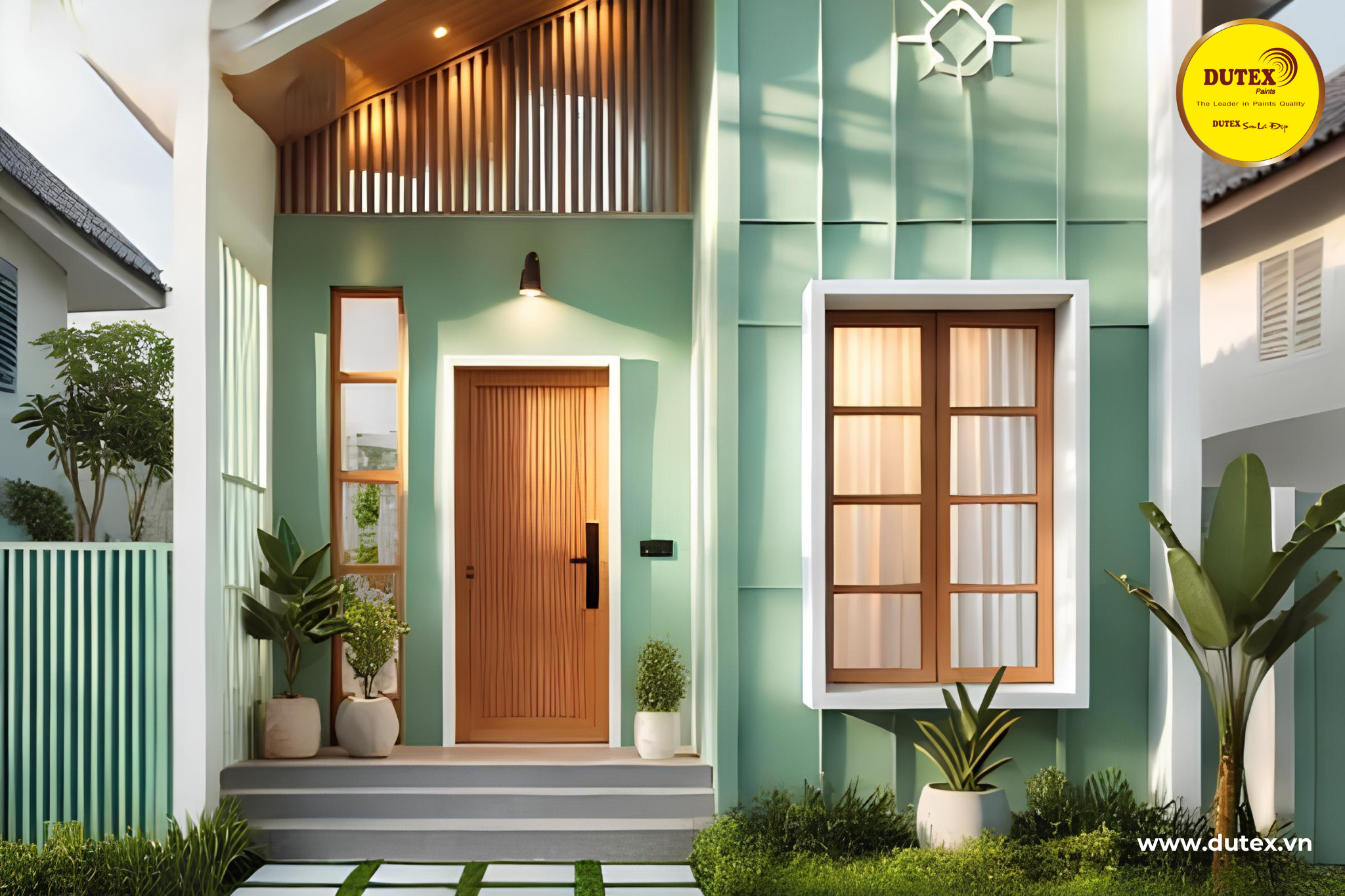 Lựa chọn sơn tường màu xanh ngọc thể hiện gu thẩm mỹ tinh tế của gia chủ